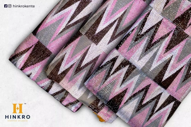 Pink and Grey Kente with shimmering Pink and Grey Kente
