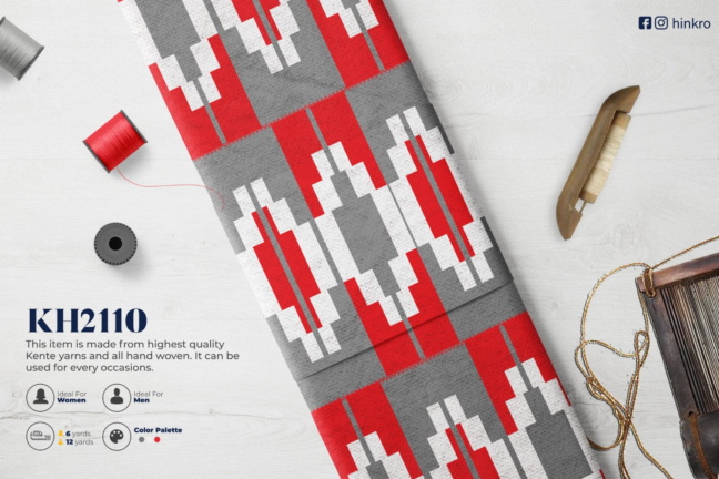 Ash, White and Red kente Ash, White and Red kente