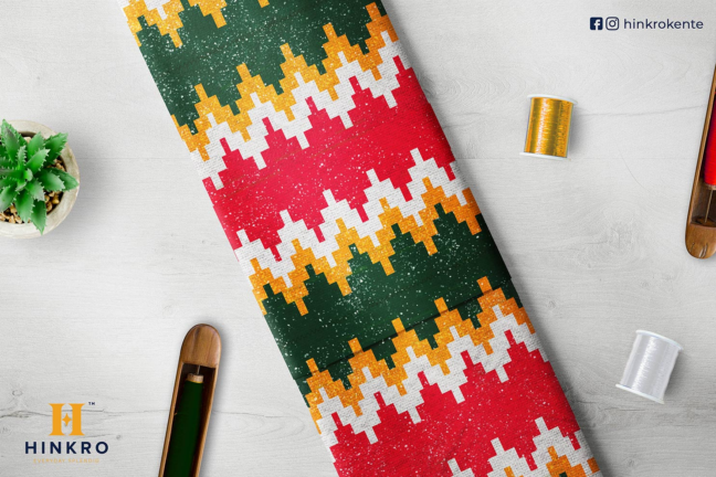 Dark Green, Red, White and Yellow with Silver shimmering kente Dark Green, Red, White and Yellow with Silver shimmering kente