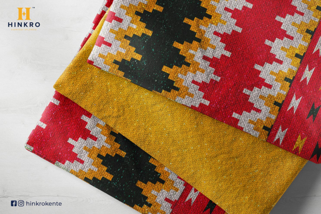 Gold, Red, Dark Green, White with shimmering kente Gold, Red, Dark Green, White with shimmering kente