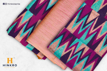 Peach, Dark pink, Blue Black and Aqua kente Peach, Dark pink, Blue Black and Aqua kente