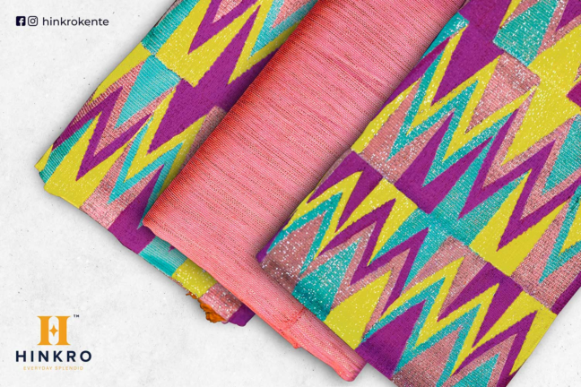 Peach, Purple, Yellow and Aqua kente Peach, Purple, Yellow and Aqua kente